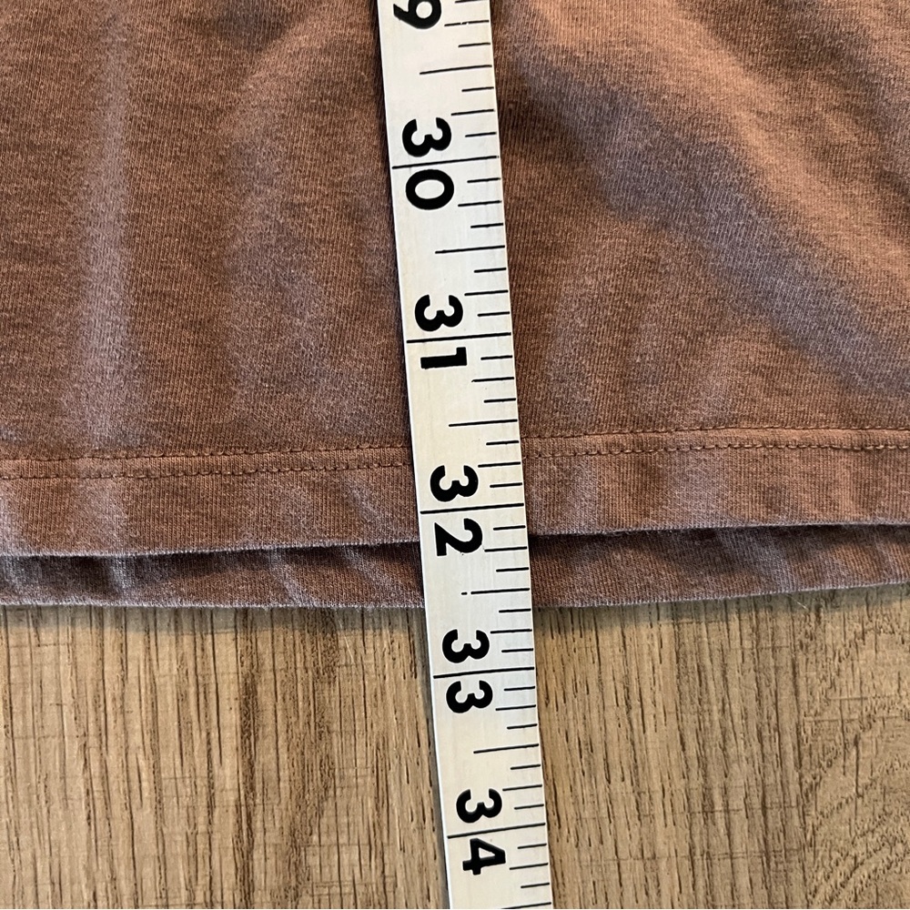 Garnet Hill Dress Size Medium Babydoll Mini Light Brown Surplice Neck Short Slv - Picture 10 of 10